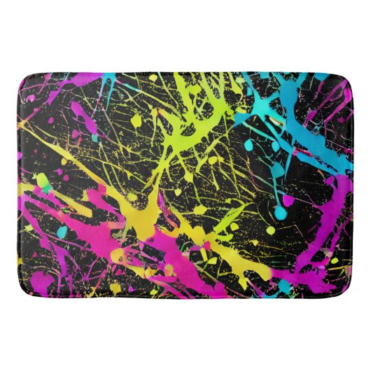 Bright Neon Paint Splatter Badmat (Voorkant)
