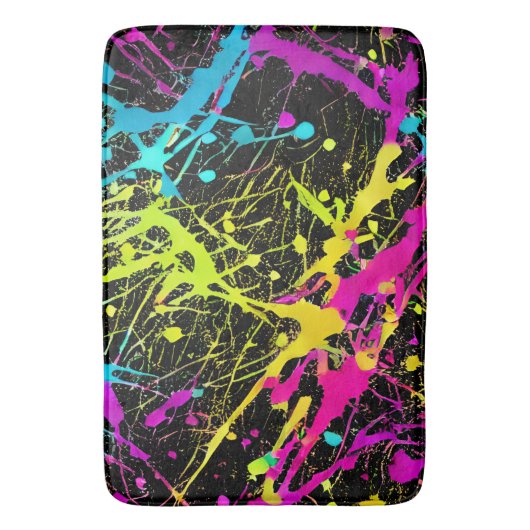 Bright Neon Paint Splatter Badmat (Voorkant Verticaal)