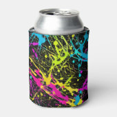 Bright Neon Paint Splatter Blikjeskoeler (Blikje Voorkant)