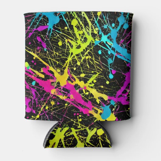 Bright Neon Paint Splatter Blikjeskoeler (Voorkant)