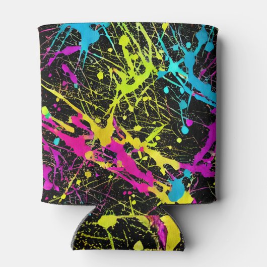 Bright Neon Paint Splatter Blikjeskoeler (Achterkant)