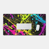 Bright Neon Paint Splatter Bureaumat (Keyboard & Muis)