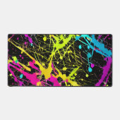 Bright Neon Paint Splatter Bureaumat (Voorkant)
