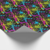 Bright Neon Paint Splatter Cadeaupapier (Hoek)