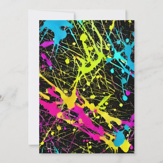 Bright Neon Paint Splatter Feestdagenkaart (Voorkant)