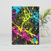 Bright Neon Paint Splatter Feestdagenkaart (Staand voorkant)