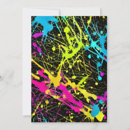 Bright Neon Paint Splatter Feestdagenkaart