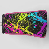 Bright Neon Paint Splatter Golfheadcover (Voorkant)