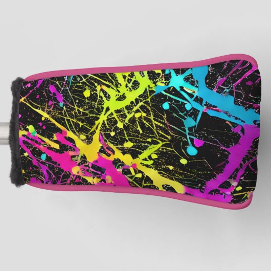 Bright Neon Paint Splatter Golfheadcover (Voorkant)