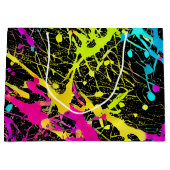 Bright Neon Paint Splatter Groot Cadeauzakje (Voorkant)