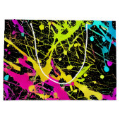 Bright Neon Paint Splatter Groot Cadeauzakje (Achterkant)