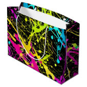 Bright Neon Paint Splatter Groot Cadeauzakje (Achterkant Gekanteld)