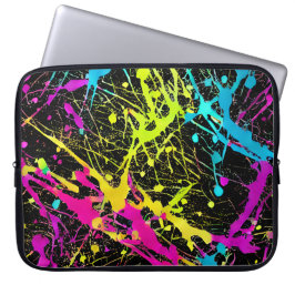 Bright Neon Paint Splatter Laptop Sleeve