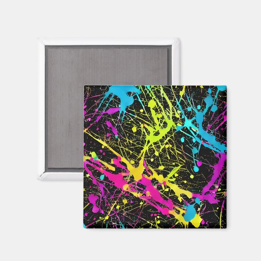 Bright Neon Paint Splatter Magneet (Voorkant / Achterkant)