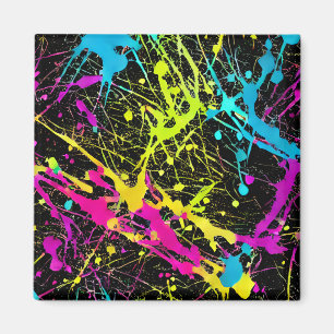Bright Neon Paint Splatter Magneet