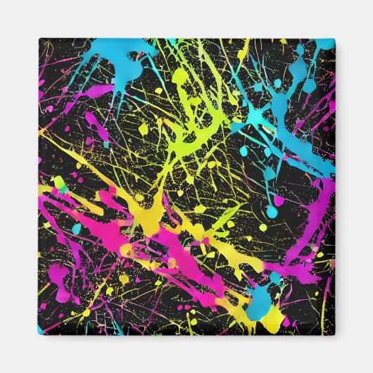 Bright Neon Paint Splatter Magneet (Voorkant)
