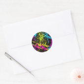 Bright Neon Paint Splatter Ronde Sticker (Envelop)