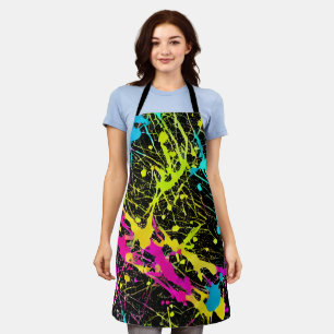 Bright Neon Paint Splatter Schort