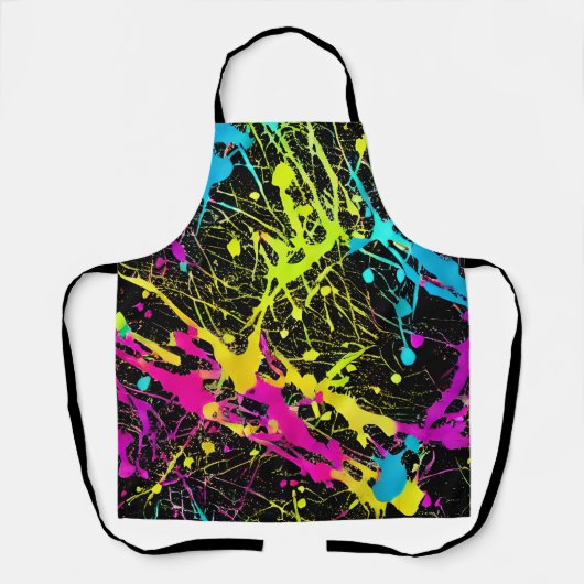 Bright Neon Paint Splatter Schort (Voorkant)