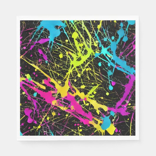Bright Neon Paint Splatter Servet (Voorkant)