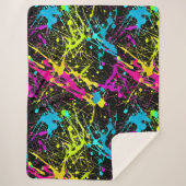 Bright Neon Paint Splatter Sherpa Deken (Voorkant)