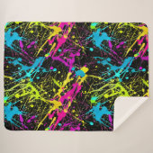 Bright Neon Paint Splatter Sherpa Deken (Voorkant (horizontaal))
