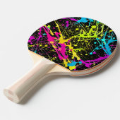 Bright Neon Paint Splatter Tafeltennisbatje (Voorkant Gekanteld)
