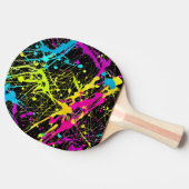 Bright Neon Paint Splatter Tafeltennisbatje (Zijkant)