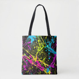 Bright Neon Paint Splatter Tote Bag