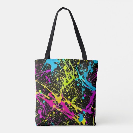 Bright Neon Paint Splatter Tote Bag (Achterkant)