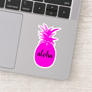 Bright Neon Pink Aloha Ananas Cut-Out Sticker