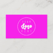 Bright Neon Pink Custom Company Logo QR Code Visitekaartje (Voorkant)
