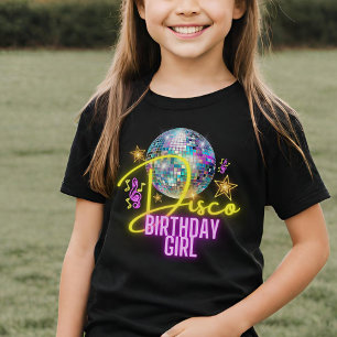 Bright Neon Pink Glow Disco Ball Dance Verjaardag T-shirt