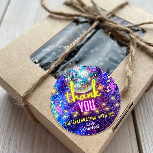 Bright Neon Pink Glow Disco Dance Party Dank je Ronde Sticker