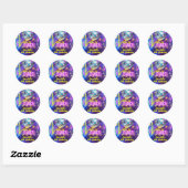 Bright Neon Pink Glow Disco Laten we dansen Ronde Sticker (Vel)