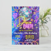 Bright Neon Pink Glow Girl's Disco Dance Party Kaart (Staand voorkant)