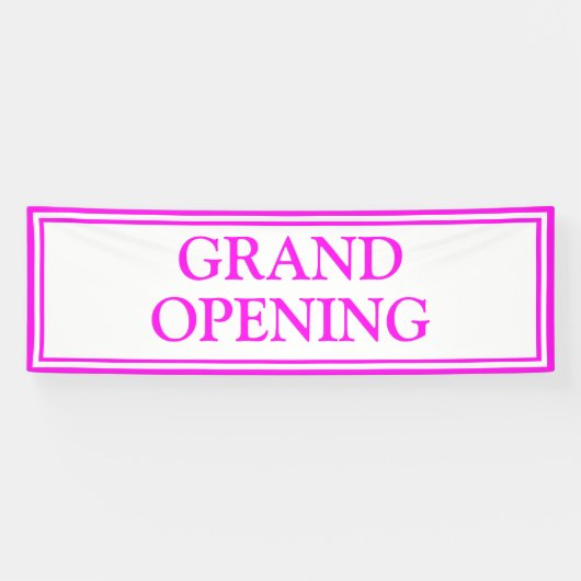 Bright Neon Pink White Business Grand Opening Spandoek (Horizontaal)