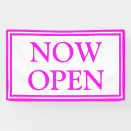 Bright Neon Pink White Business nu open Spandoek