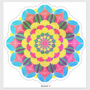 Bright Neon Psychedelic Mandala Sticker