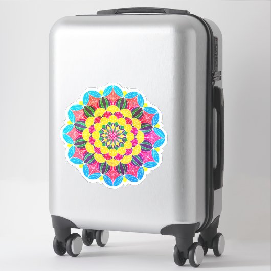 Bright Neon Psychedelic Mandala Sticker (Koffer)