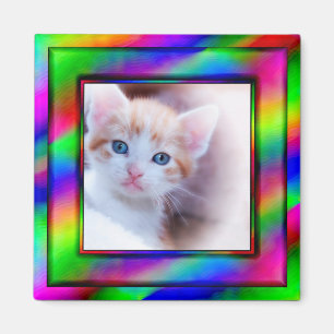 Bright Neon Rainbow Ombre Foto Lijst Magneet
