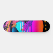 Bright Neon Retro Waves crashen Persoonlijk Skateboard (Horizontaal)