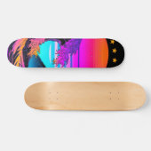 Bright Neon Retro Waves crashen Persoonlijk Skateboard (Horizontaal)