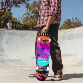 Bright Neon Retro Waves crashen Persoonlijk Skateboard