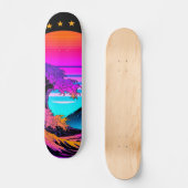 Bright Neon Retro Waves crashen Persoonlijk Skateboard (Voorkant)
