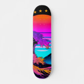 Bright Neon Retro Waves crashen Persoonlijk Skateboard (Voorkant)