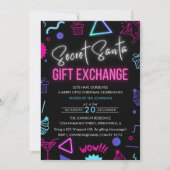 Bright Neon Secret Santa Gift Exchange Party Kaart (Voorkant)
