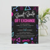 Bright Neon Secret Santa Gift Exchange Party Kaart (Staand voorkant)