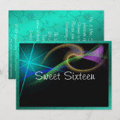 Bright Neon, Sparkle, Sweet Sixteen Invite Kaart (Voorkant / Achterkant)