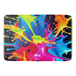 Bright Neon Splashes in Abstracte kunst Badmat